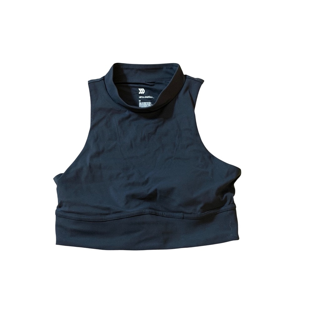 All In Motion Women Black High Neck Cutout Back Sports Bra Medium NWT